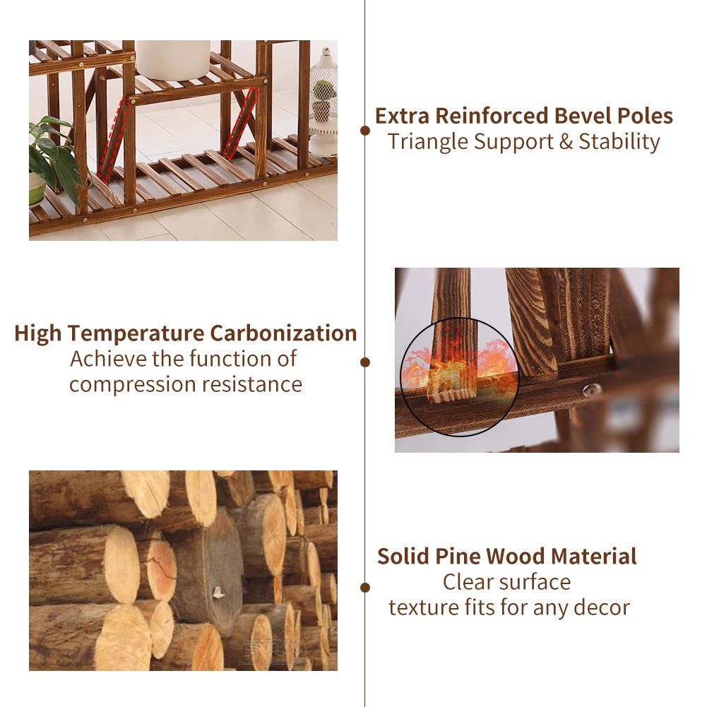 Wooden Plant Shelf Flower Pot Stand Versatile