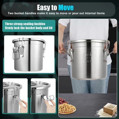Bymaocar 12L 304 Stainless Steel Cereal Storage Container