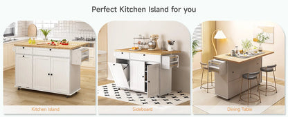60" Mobile Kitchen Island with drop leaf