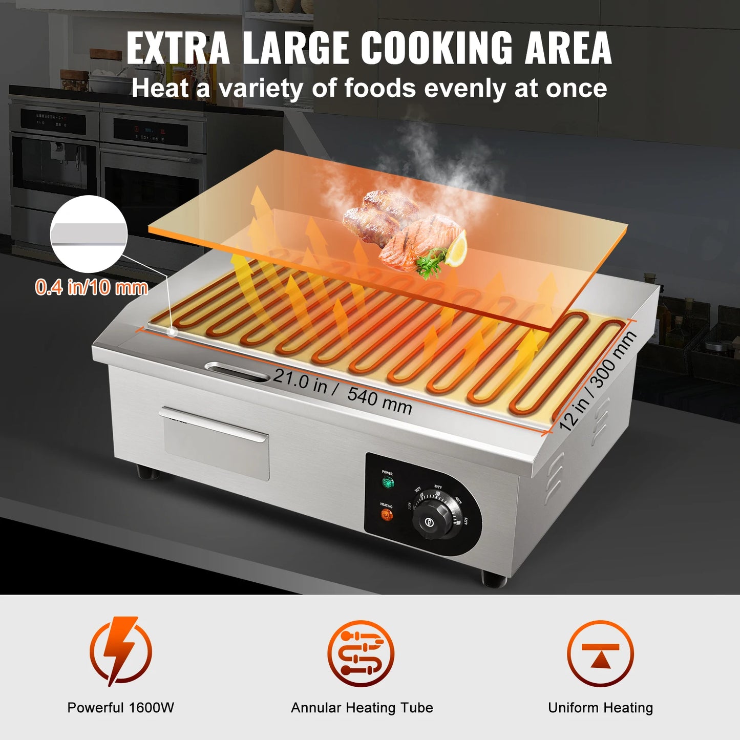 21In Commercial Electric Grill  Stainless Steel
