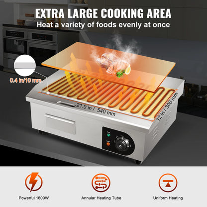 21In Commercial Electric Grill  Stainless Steel