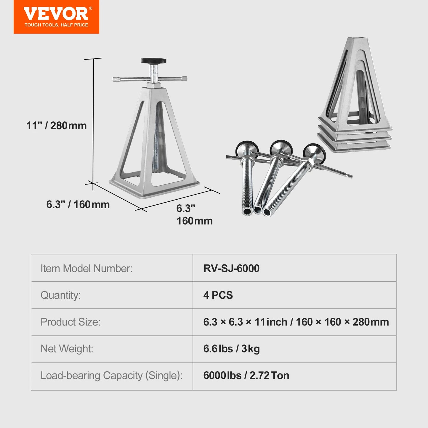 6000 Lbs Aluminum RV Leveling Stack Jacks