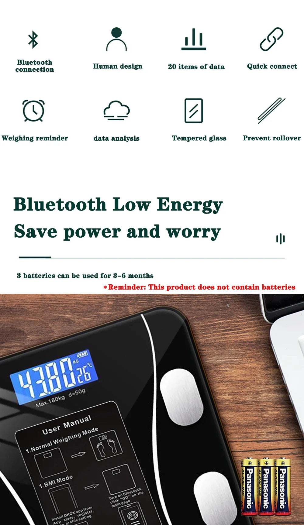 Body Fat Scale Smart Wireless Digital Bathroom Scale