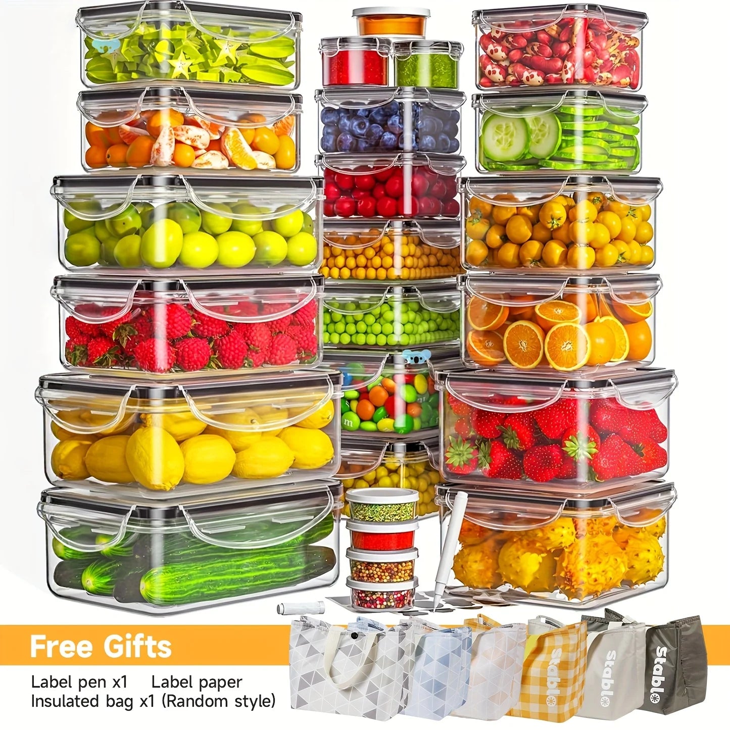 48Pcs Food Storage Set - 24 Airtight Containers/Lids