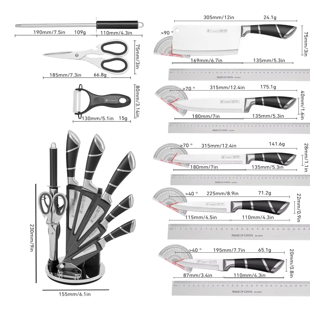 ZENG Stainless Steel Kitchen Knifes With Sharpener