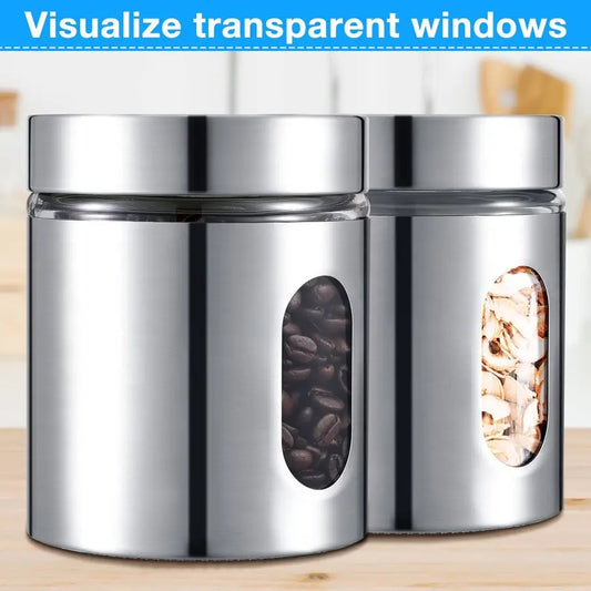 6 Pack Kitchen Canisters Set Airtight Stainless Steel