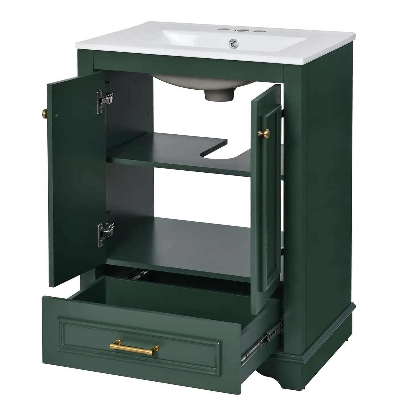 24in Wood Bathroom Vanity Cabinet Ceramic Sink