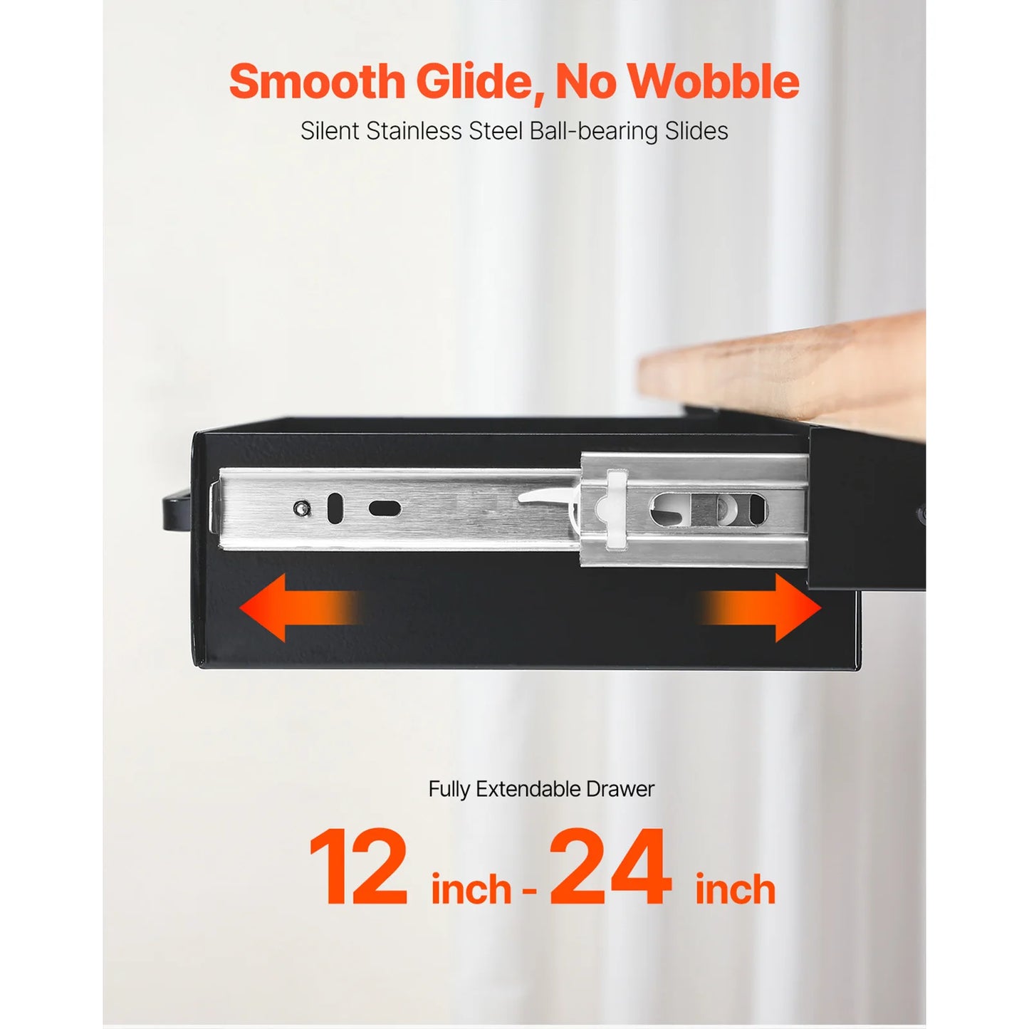 13in/22in Under Desk Slide Out Drawer