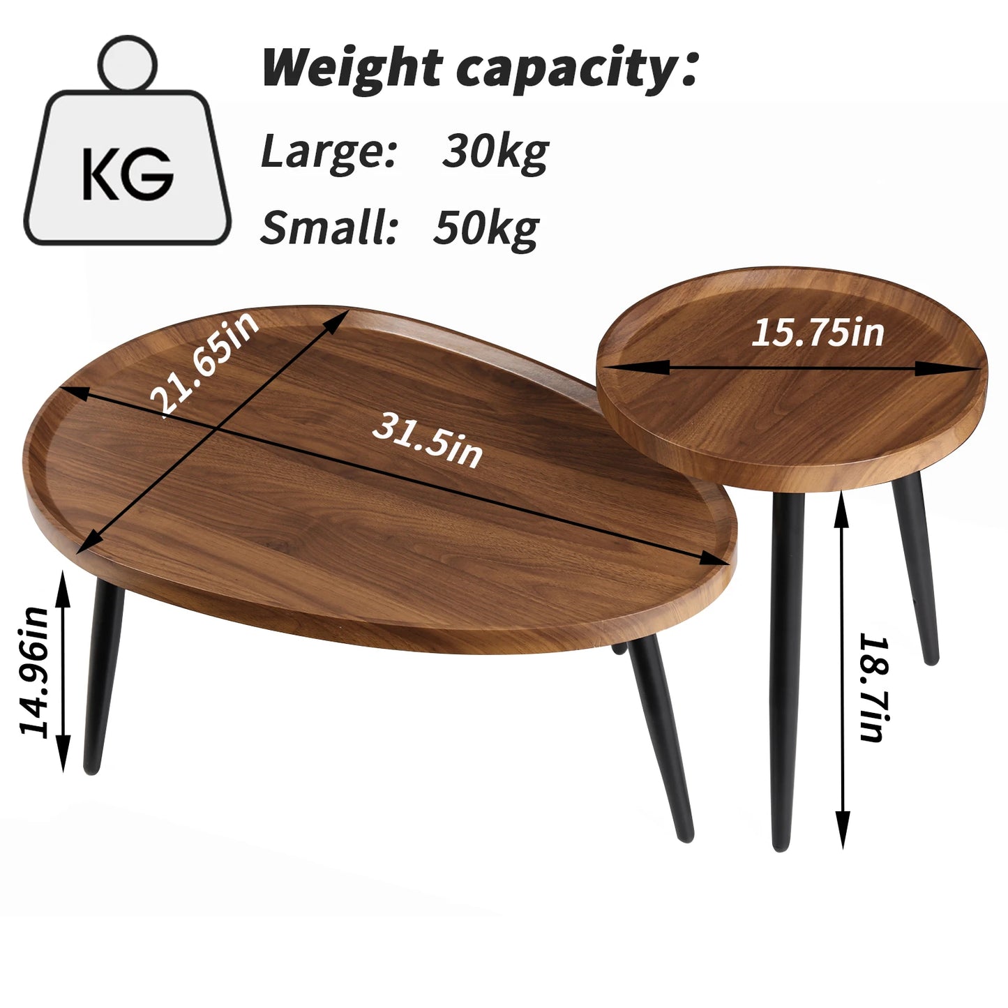 Round Coffee End Table Set Modern Nesting Style