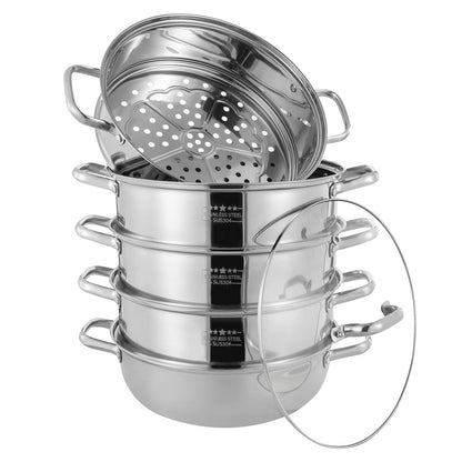 5 Tier  26/28/30/32cm Steamer With Glass Lid