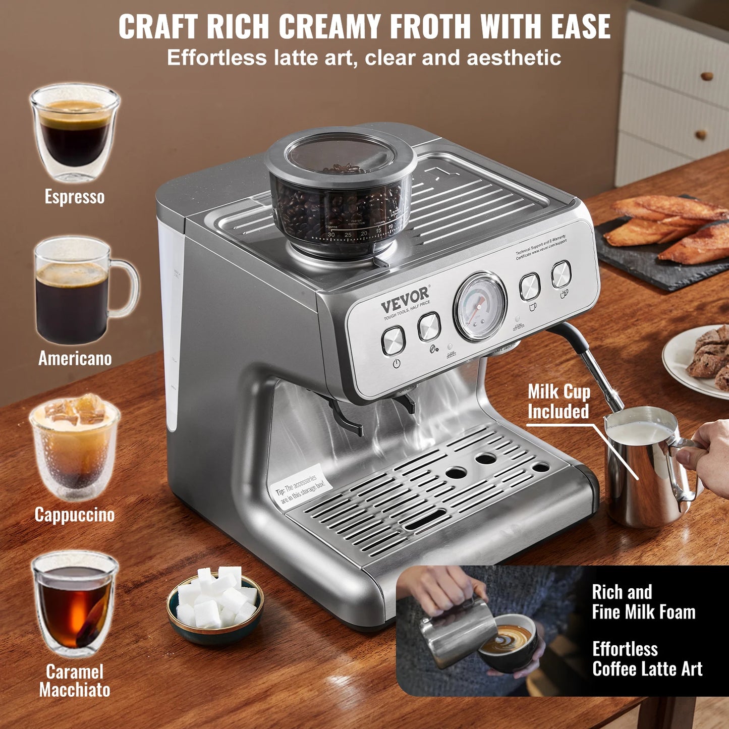 Espresso Machine With Grinder And Frother