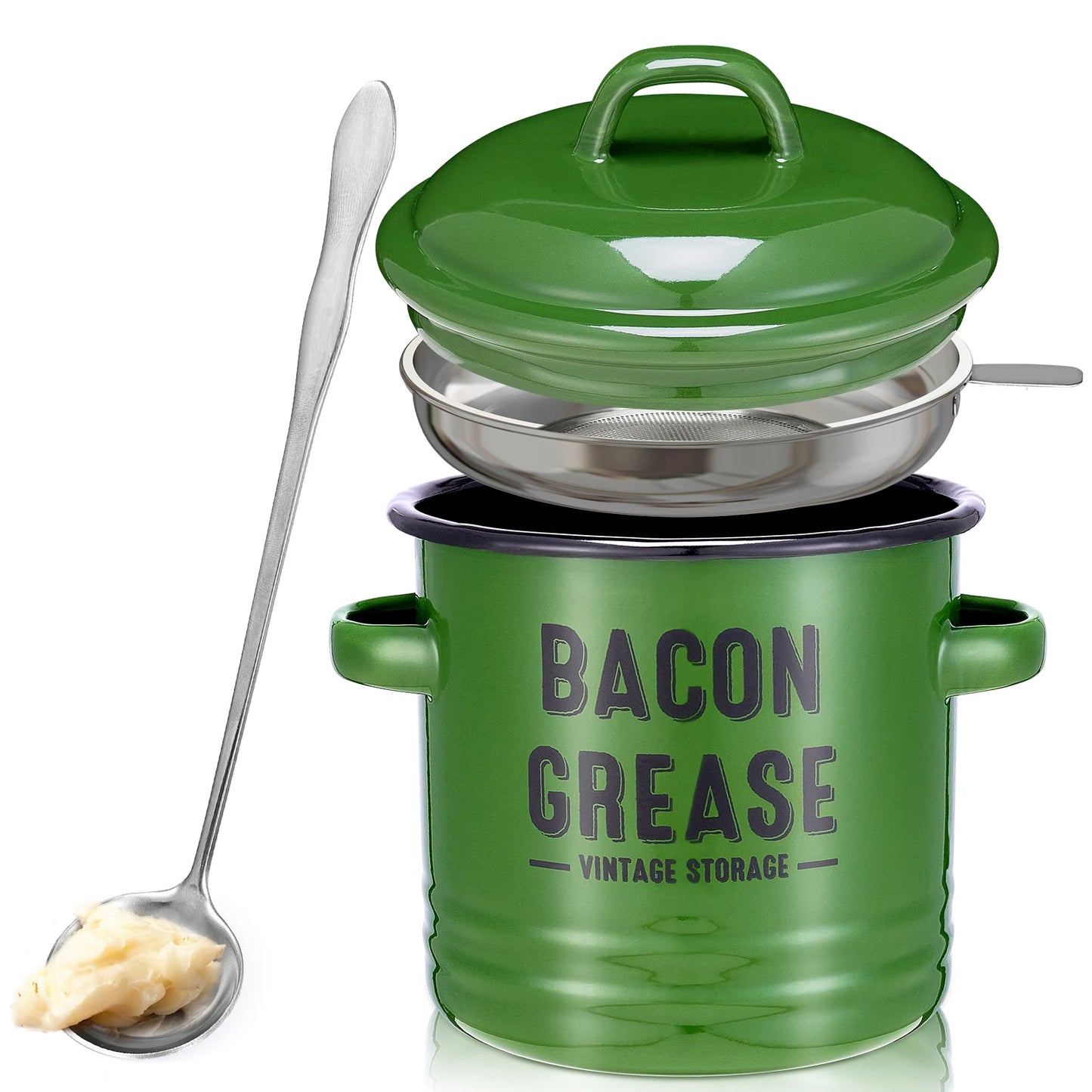 No Mess Bacon Grease Container with Strainer