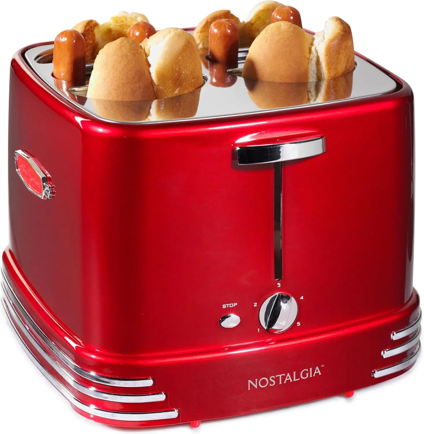 4 Slot Hot Dog and Bun Toaster with Mini Tongs