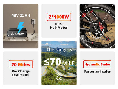 AMYET S8 Adults Electric Bike For Men 2000W