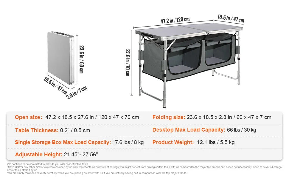 Camping Kitchen Table Quick Set-up