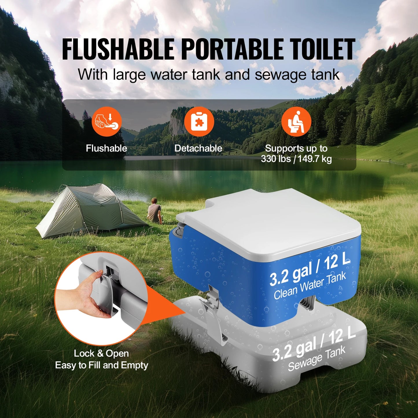 Porta Potty Push-Button Portable Toilet
