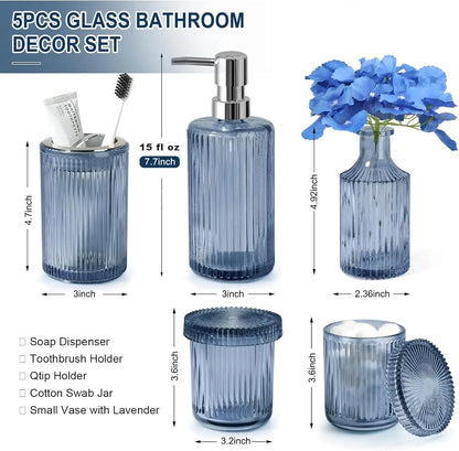 Vintage Blue Glass Bathroom Set
