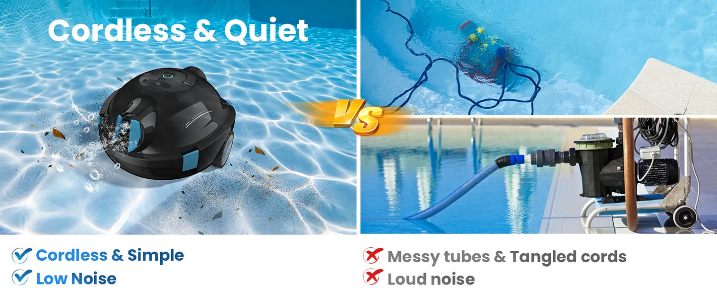 Cordless Robotic Pool Cleaner,90 Mins Runtime