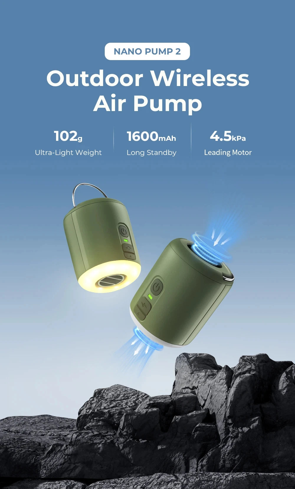 WESTTUNE Tiny Air Pump with Camping Lantern