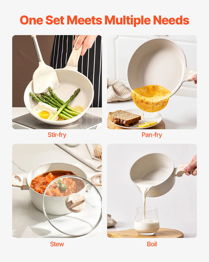 17=Piece Pots and Pans Set Nonstick Granite