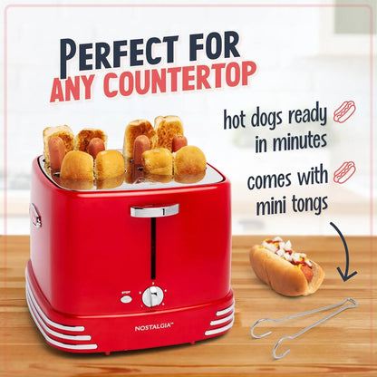 4 Slot Hot Dog and Bun Toaster with Mini Tongs