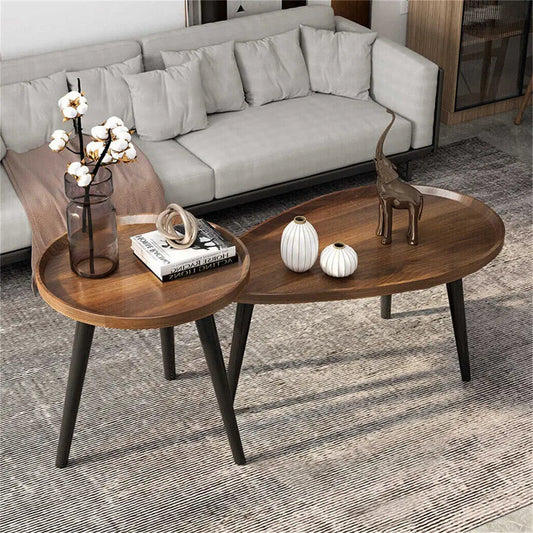 Round Coffee End Table Set Modern Nesting Style