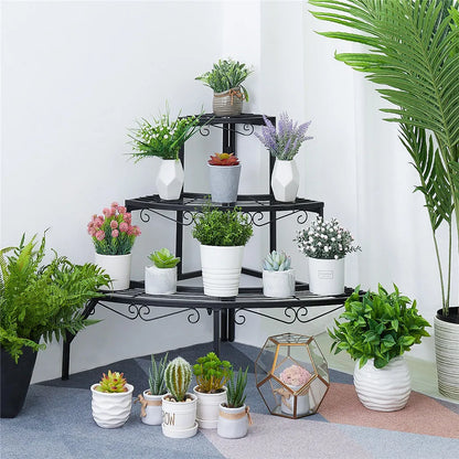 Indoor Outdoor Pot Plant Stand Garden Metal 3 Tier