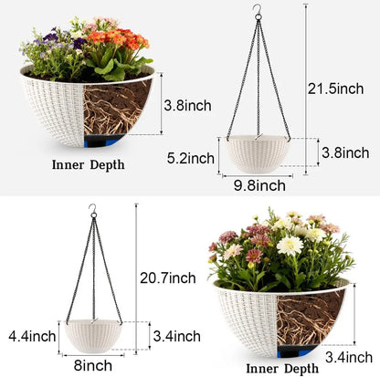 8 and 10 Inch Hanging Planters with Drainage Holes