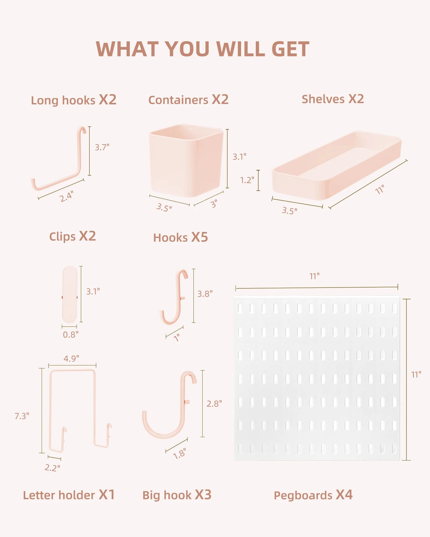 Deli Pink 4pcs Pegboard Combination Kits