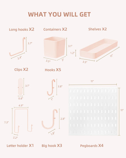 Deli Pink 4pcs Pegboard Combination Kits