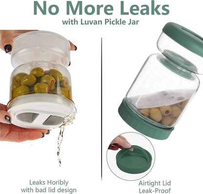 Glass Pickles Jar With Lids & Strainer