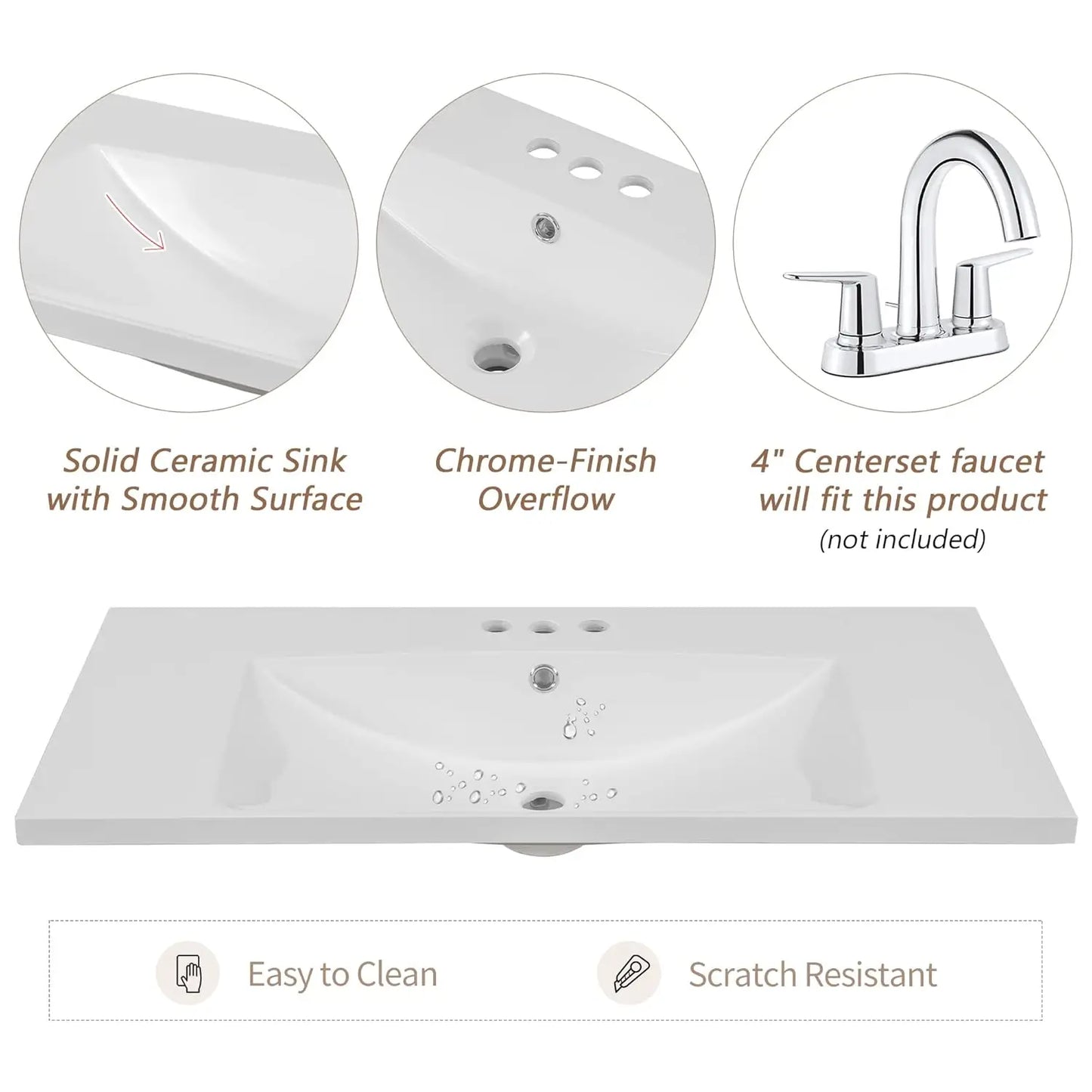36" Bathroom Vanity Cabinet Sink Top Combo
