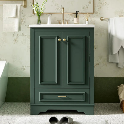 24in Wood Bathroom Vanity Cabinet Ceramic Sink