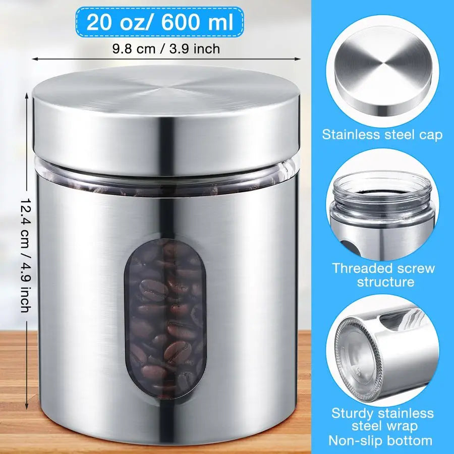 6 Pack Kitchen Canisters Set Airtight Stainless Steel