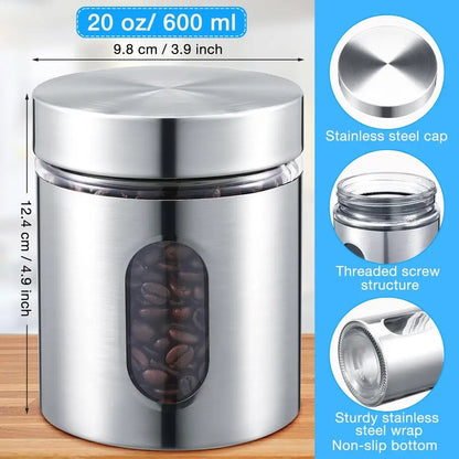 6 Pack Kitchen Canisters Set Airtight Stainless Steel