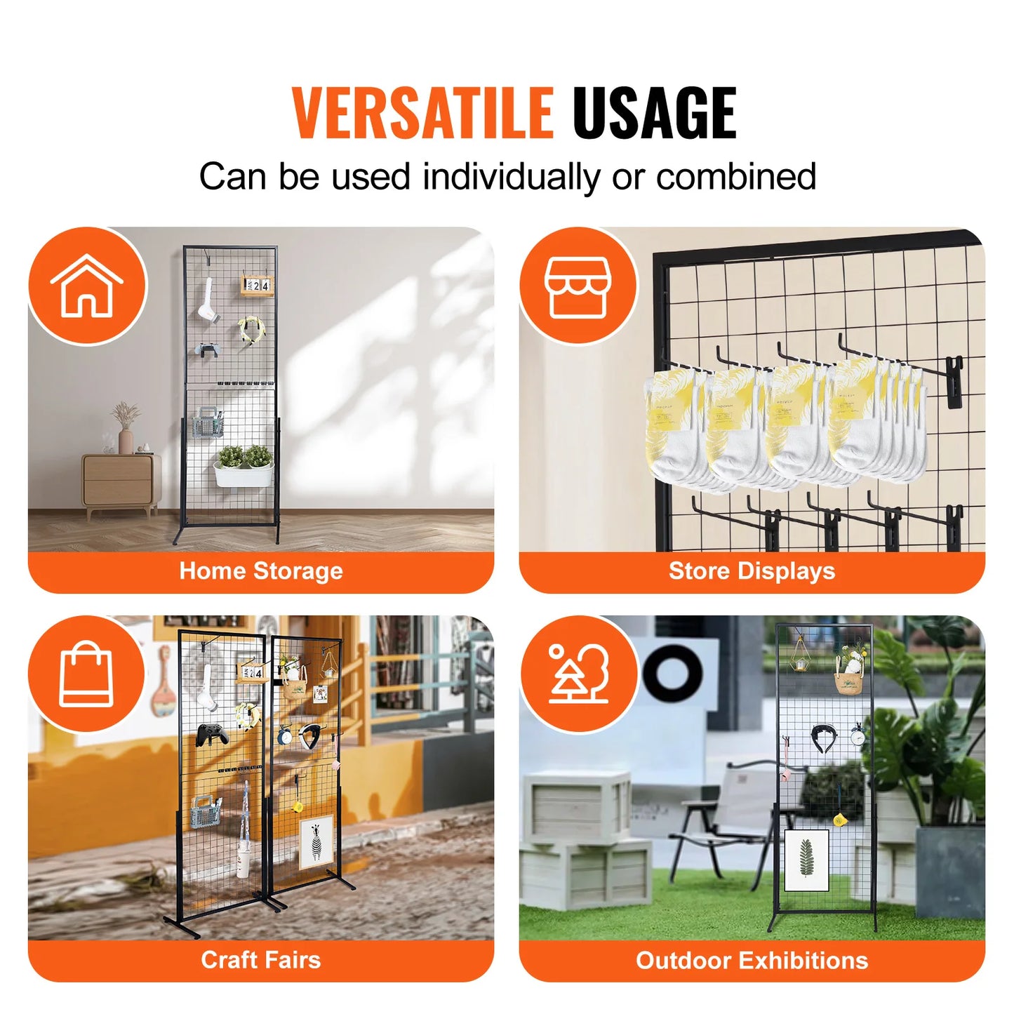 Wire Gridwall Display Racks Double Side Panels