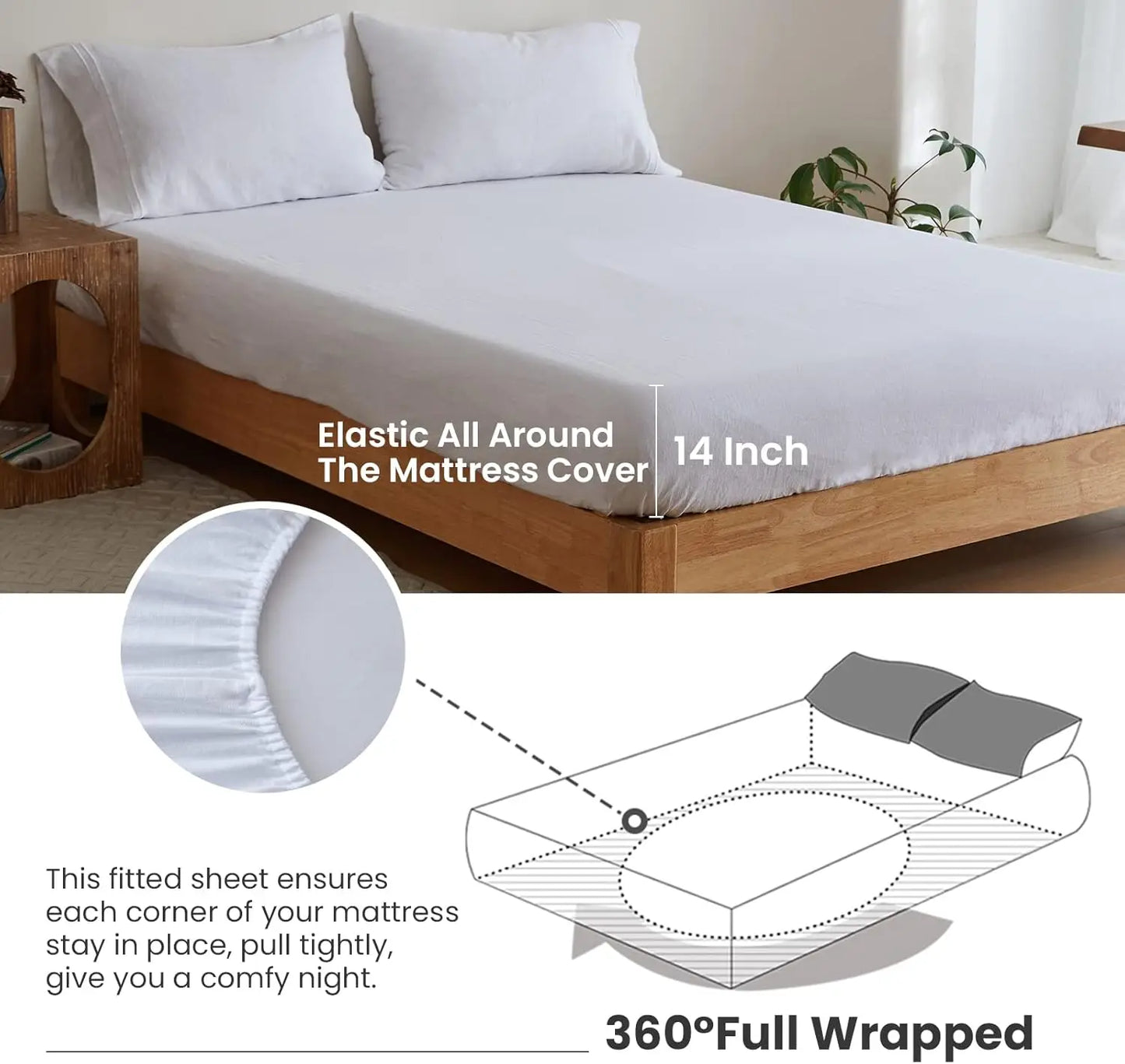 Simple&Opulence 3/4 Pcs 100% Bed Linen Sheet Set