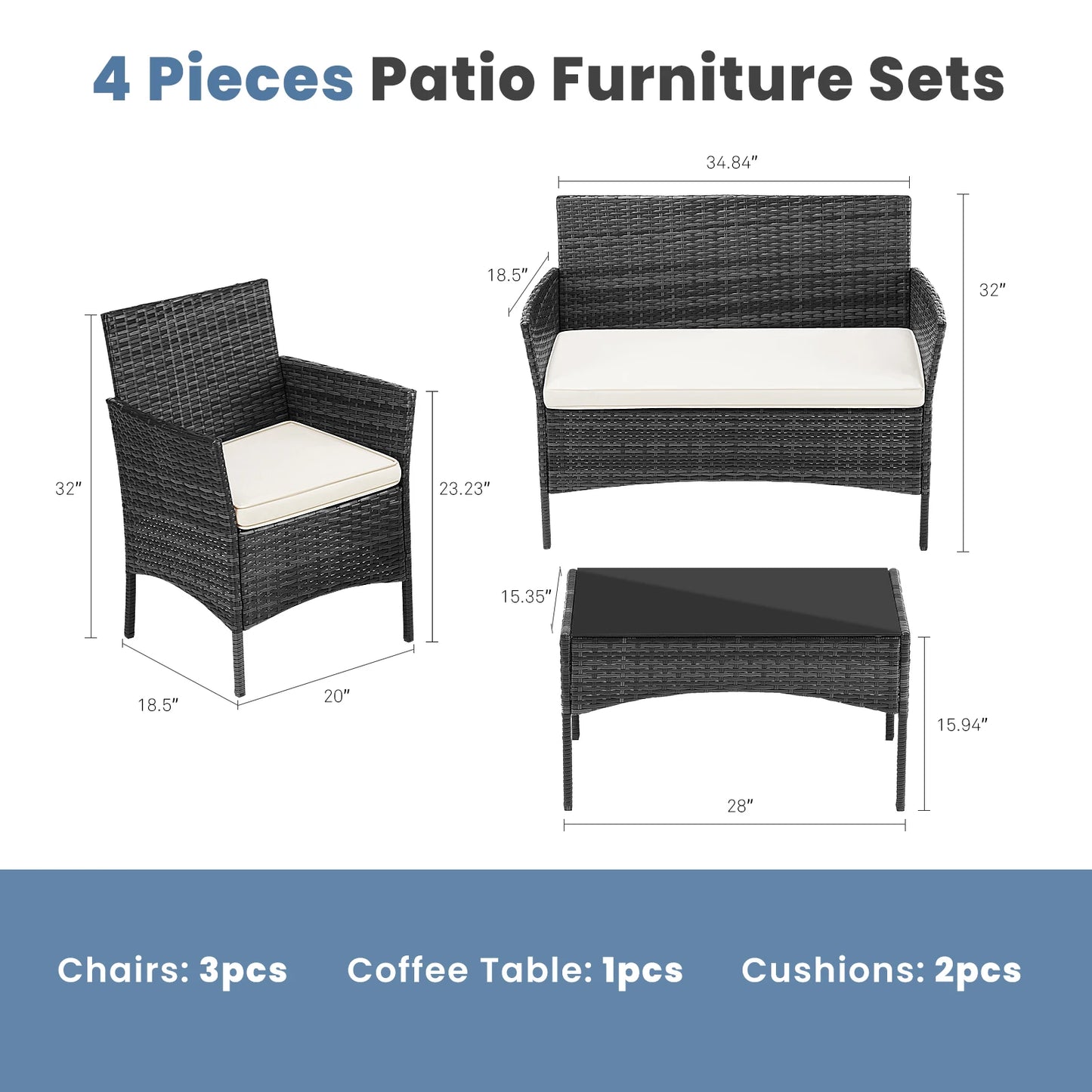 4 Piece Outdoor Patio Furniture Set