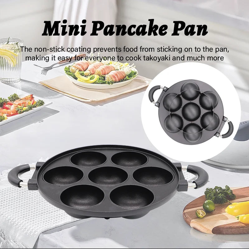 7 Hole Stove Top Cast Iron Cooking Pan