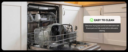 2-in-1 Glass Air Fryer & Grill Combo, 4.2 QT + 1.3 QT Capacity, 7 Digital Presets, Small, Non-Toxic See-Through Glass Bowl