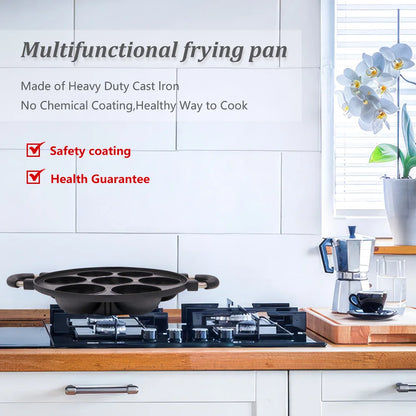 7 Hole Stove Top Cast Iron Cooking Pan