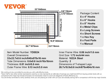 Wire Gridwall Display Racks Double Side Panels