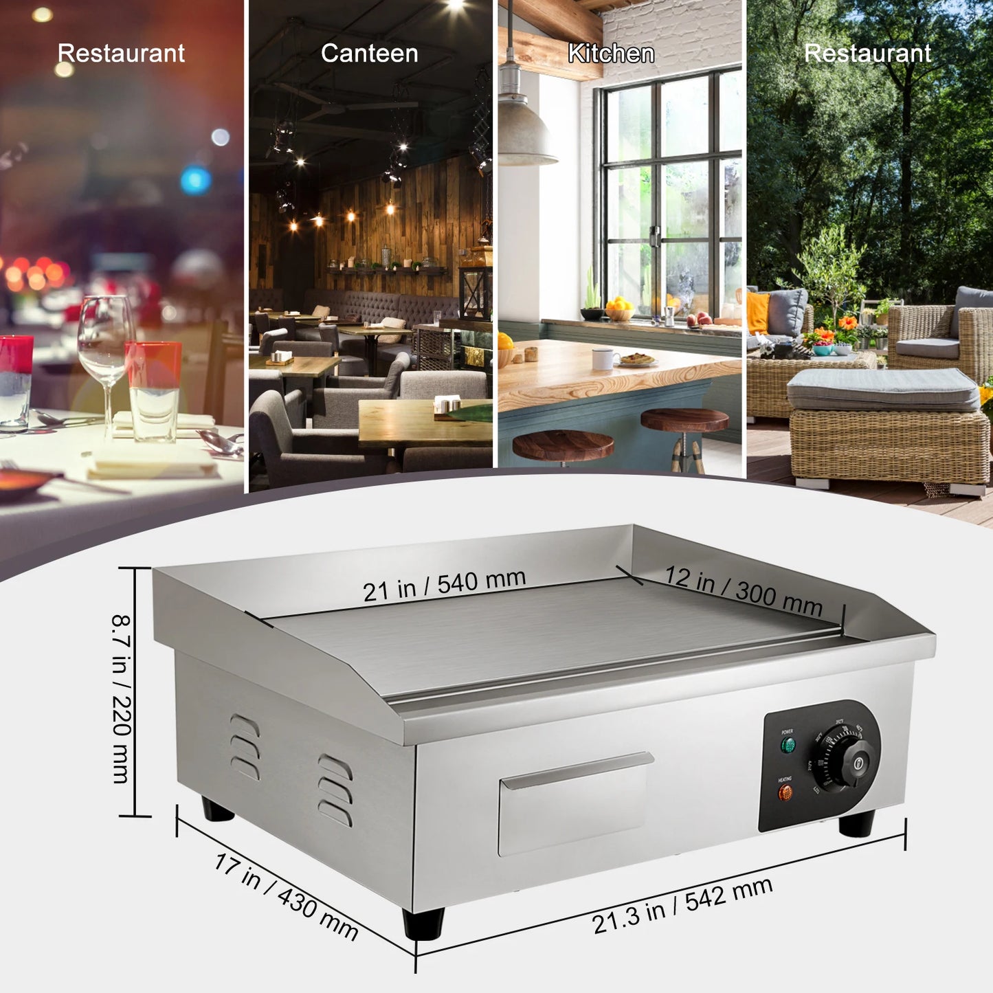 21In Commercial Electric Grill  Stainless Steel