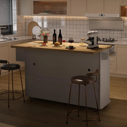60" Mobile Kitchen Island with drop leaf