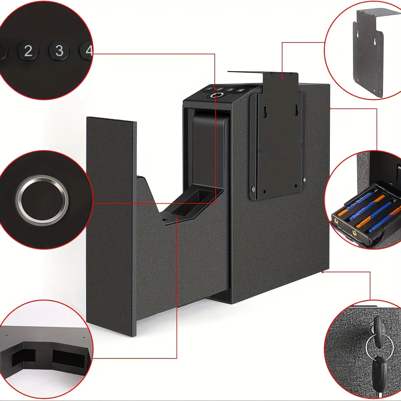 Biometric Slider Handgun Gun Safe For Nightstand