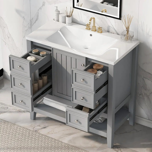 36" Bathroom Vanity Cabinet Sink Top Combo
