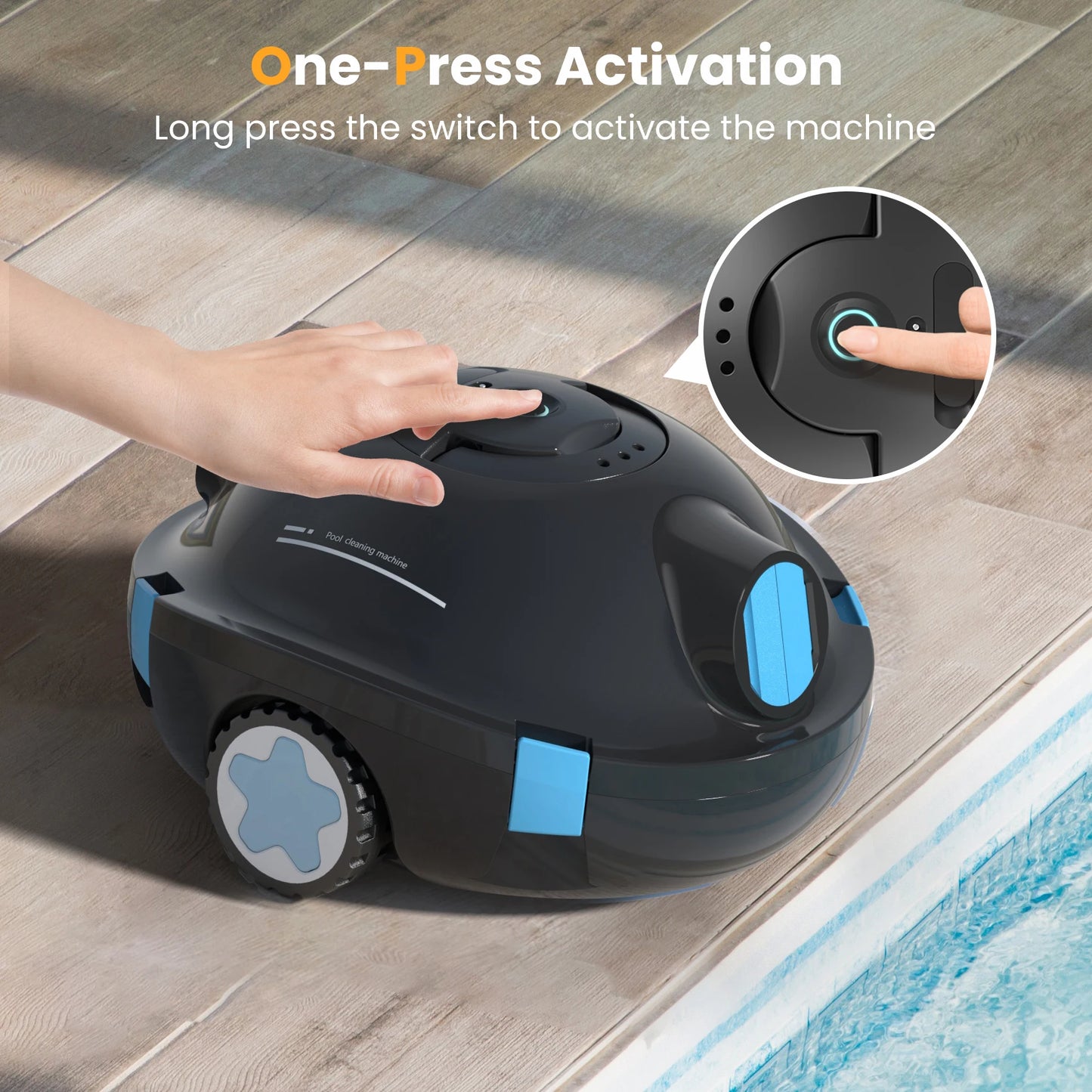 Cordless Robotic Pool Cleaner,90 Mins Runtime