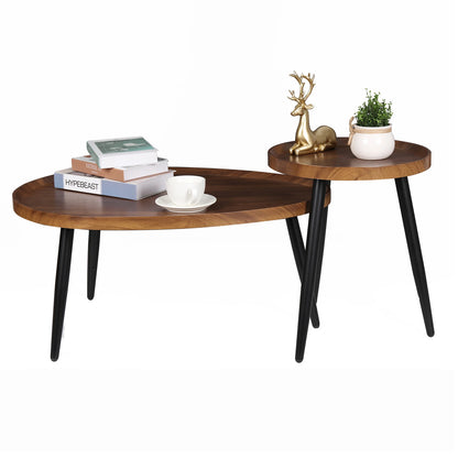 Round Coffee End Table Set Modern Nesting Style
