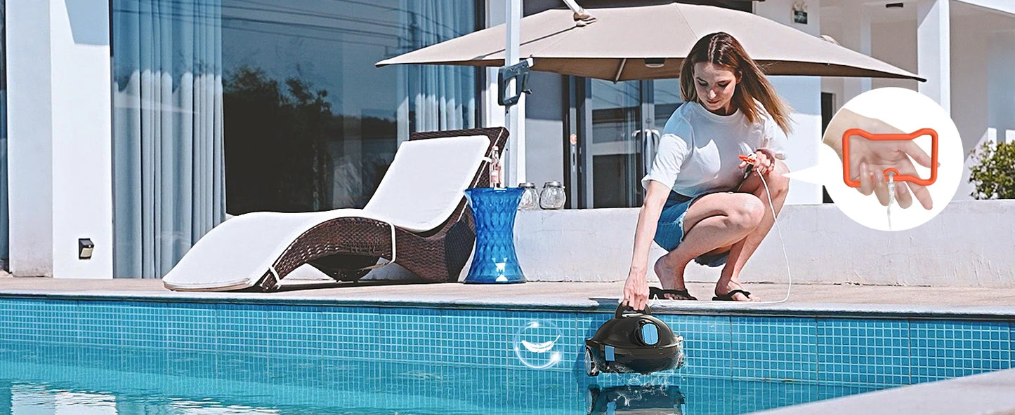 Cordless Robotic Pool Cleaner,90 Mins Runtime