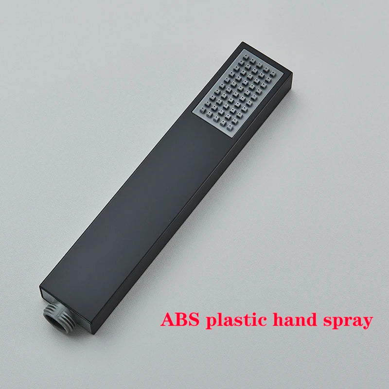 Matte Black Square Bathtub Shower Faucets Floor Standing Faucet Hot Cold Water Shower Mixer Tap Bathroom Waterfall Mixer